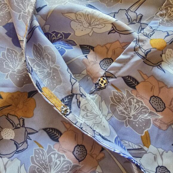 Melloday Top Women Small Floral Long Sleeve Smocked Cottage Coquette Career Boho - Picture 9 of 11